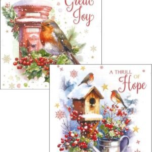 Garden Robins - Pack of 16 Christmas Cards
