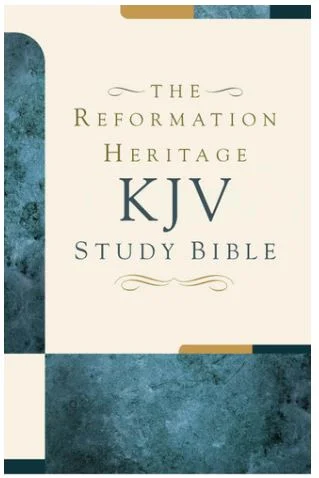 A geometric pattern with the title the Reformation Heritage KJV Study Bible