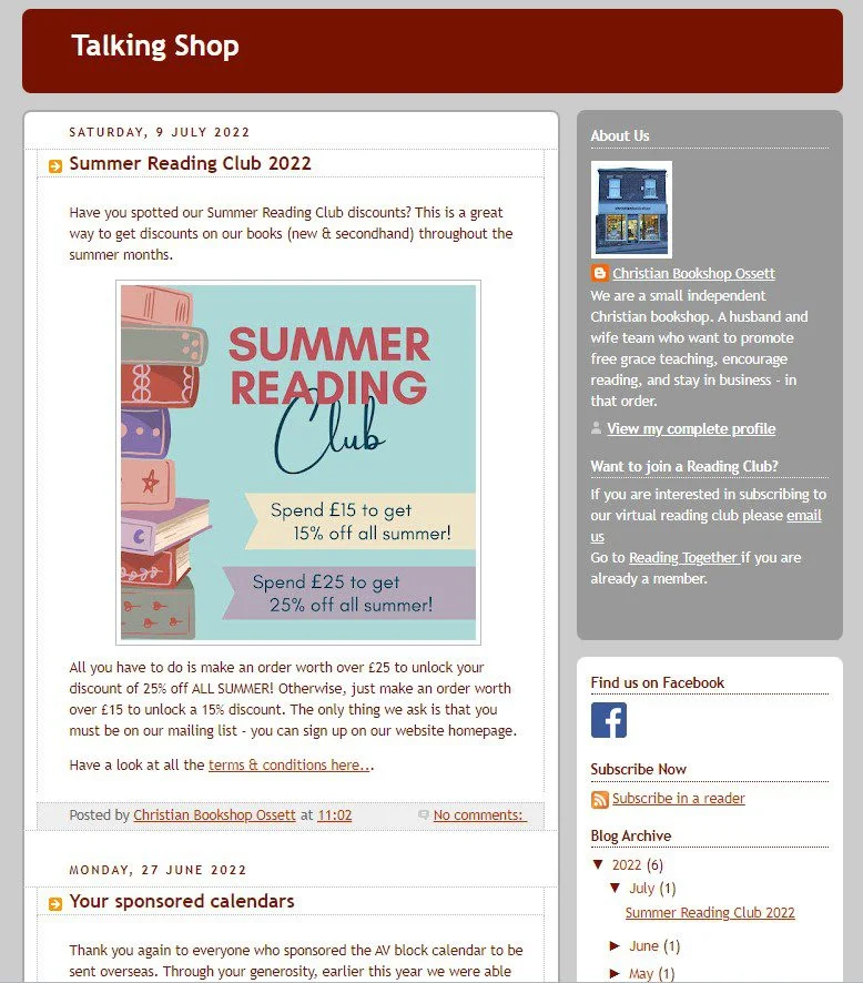 Screenshot of our old blog