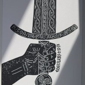 Original Linocut Print - Armour of God